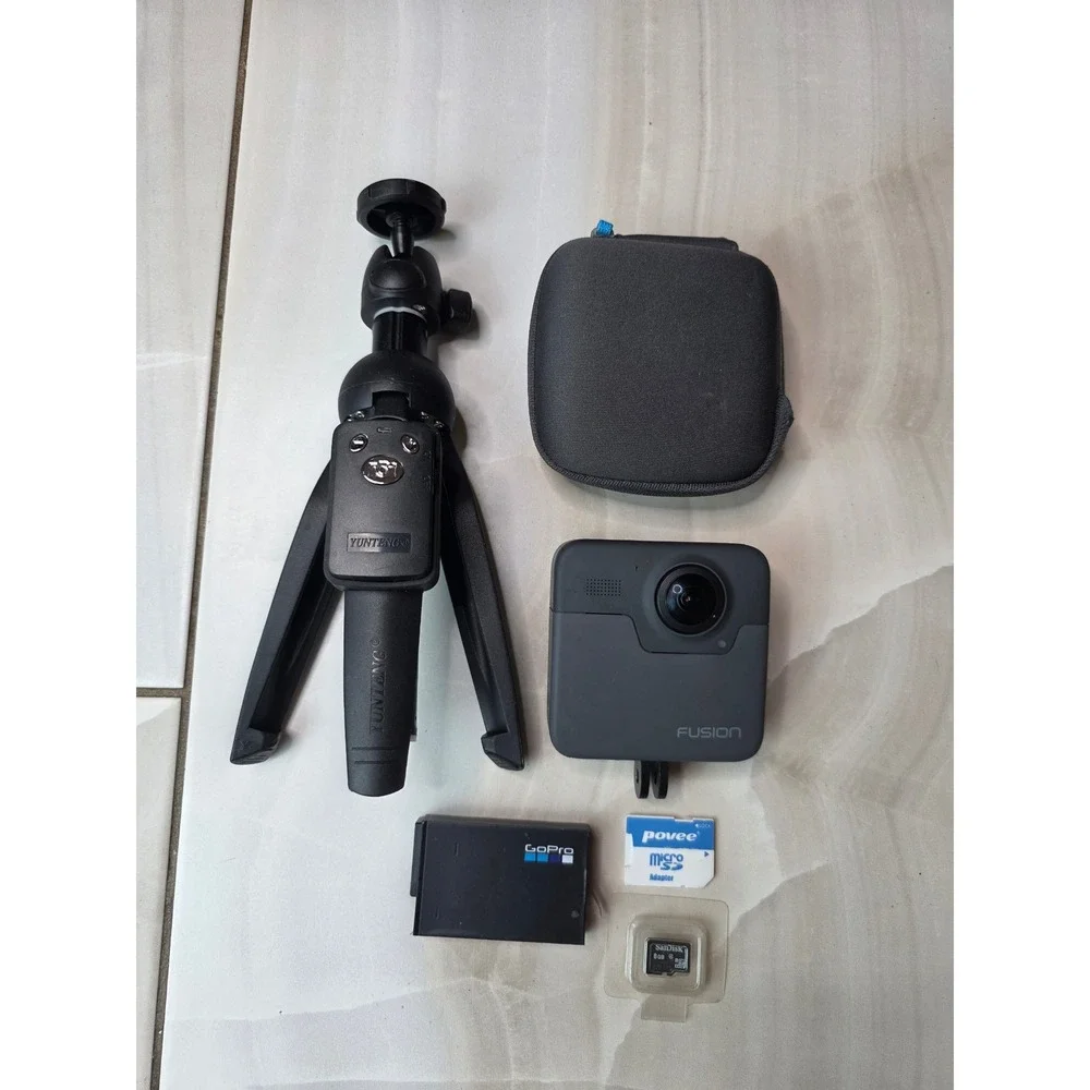 GoPro Fusion 360 Waterproof Action Camera Bundle with Tripod Case 8GB SD Card W3